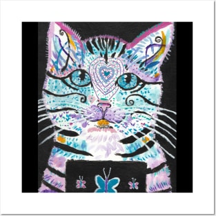 Colorful cat face Posters and Art